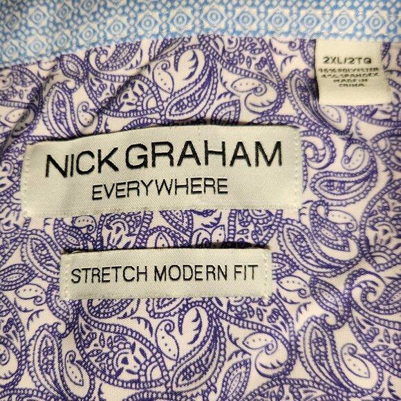 Two Nick Graham Men's 2XL 18-18.5 Shirts Long Sleeve Button Up EUC - Picture 8 of 11
